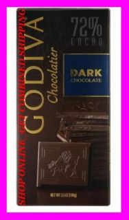 5oz / 100g. Godiva DARK Chocolate Bar 72% Cacao