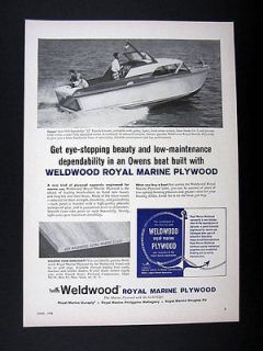 Weldwood Royal Marine Plywood Owens Speedship 22 Boat Yacht 1958 print 