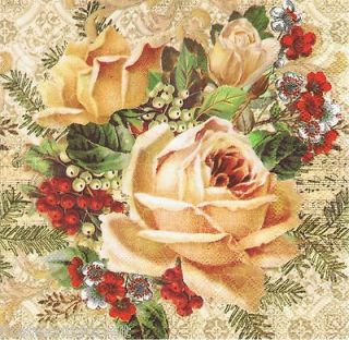 20 PAPER NAPKINS Vintage Holiday #20461 Lunch Size   Crafts Decoupage 