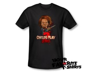 Officially Licensed Childs Play 2 Heres Chucky Fitted Shirt S 2XL