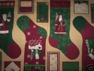 panels Debbie Mumm Elegant Santas 8 stockings fronts red green Santa