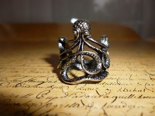 Vintage Silver Sea Octopus Squid Nautical Chunky Ring