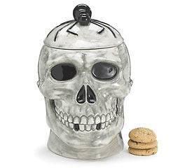  Skeleton Shaped Ceramic Cookie Jar  Decorative Halloween Festive Gift