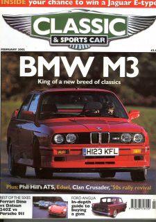   SPORTS CAR FEB 2002 BMW M3 PHIL HILL ATS CLAN CRUSADER FORD ANGLIA 911