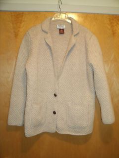 Susan Bristol Cream 100% Wool Ireland Style Cardigan Sweater Jacket M