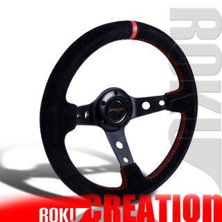  Red Stitches Race Steering Wheel w/Horn Button (Fits: Infiniti Q45