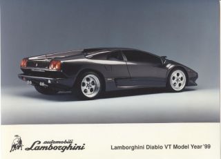 1999 Lamborghini Diablo VT rear3/4 Factory Print Photo