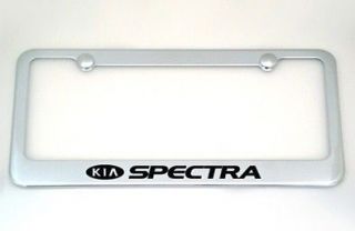 Kia Spectra Chrome Metal License Plate Frame +Screw Caps Brand New