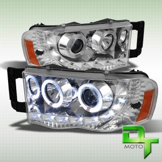 02 05 DODGE RAM PICK UP DUAL HALO PROJECTOR LED DRL HEADLIGHTS LAMPS 