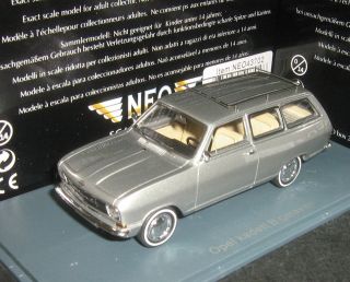 43 NEO Resin Model Opel Kadett B Caravan 1971 Silver Metallic 