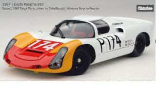 Exoto 1/18 Porsche 910 #174 Monterey Reunion Second 1967 Targa Florio 