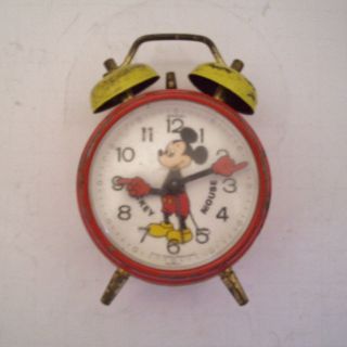 Vintage Mickey Mouse Wind up Alarm Clock Bradley Germany Working  Well 