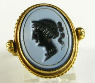 2250 Antique Vintage Carved Intaglio Cameo of a Beautiful Lady 14k 