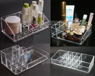 Clear Acrylic Cosmetic Organizer Makeup Case Lipstick Brushes Holder 