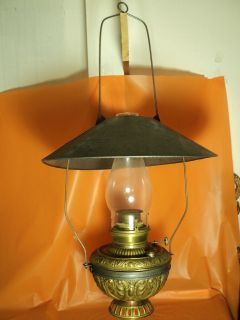 Rare Antique Victorian Edward Miller Kerosene Lamp 29 1/2 long 