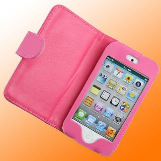   PINK LEATHER FOLDING CASE FOR APPLE IPOD TOUCH iTouch 4G 4th Gen NEW