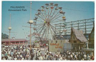Palisades Amusement Park NJ Ferris Wheel Jungle Land Vintage Postcard