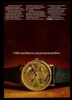 1968 Corum $20. gold coin watch photo vintage print ad