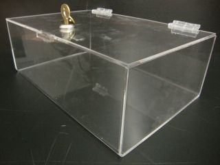 Acrylic Lucite Locking Security Show Case Safe Box Display Tray NEW 