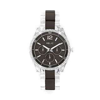  Fossil Starla Black Aluminum & Clear Resin Chronograph Glitz Watch 