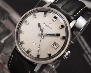 VINTAGE ETERNA MATIC 1000 1970s AUTOMATIC STAINLESS STEEL MENS WATCH 