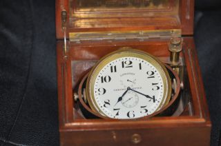   SWISS LONGINES 3 TIERED BOX MARINE SHIP CHRONOMETER DECK WATCH CLOCK