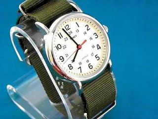  TIMEX MILITARY 60S STYLE WHITE FACE 24 HOUR DIAL INDIGLO WATCH