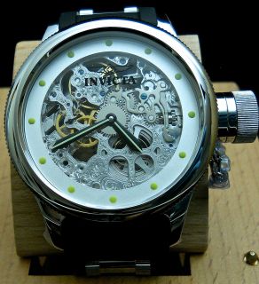 Invicta Quinotaur Russian Diver Mechanical Skeletonized Silver Watch 
