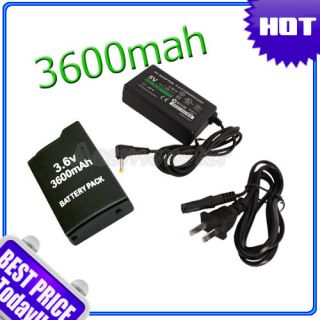 6V 3600mAh Battery Pack + AC Adapter Charger for Sony PSP 1000 1001 