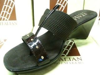 NEW ITALIAN SHOEMAKERS 4721S0 Chocolate Brown Woven Croco Sandal MADE 