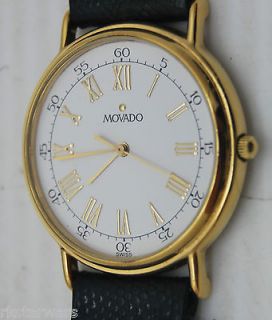 Movado ESQ 87 59 855 Roman Numeral Swiss Made Leather Band Mens Watch