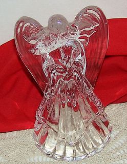 Crystal Clear Heavy Glass Praying Angel Taper Candle Holder   Well 