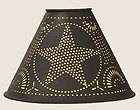 Brown Punched Tin Starl Lamp Shade Clip On Torpedo Bulb Country Prim 