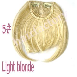 New Fashion Girls Clip on Front Neat Bang Fringe Hair Extensions LIGHT 
