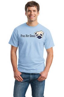 PUGS NOT DRUGS Adult Unisex T shirt. Funny Pug Dog Owner Moepse Tee 