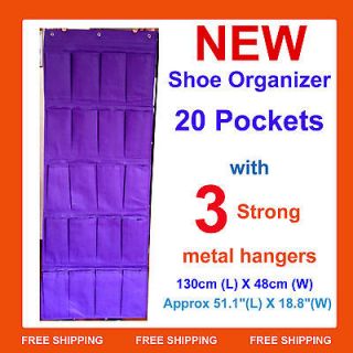 Purple Over the Door Shoe Organizer Closet Shoe Rack Storage 20 Pocket 