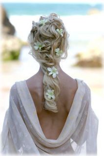 orchid flower hair clips fashion wedding bridal girl white green 