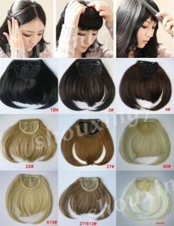 New Fashion Girls Clip on Front Neat Bang Fringe Hair Extensions 9 