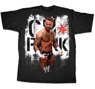 CM PUNK Red Star WWE Authentic Black T shirt NEW