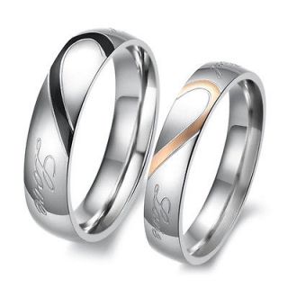   Shape 316l Stainless Steel Promise Ring Couple Wedding Band a Pair