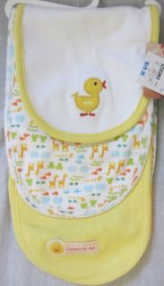   CARTERS PACK OF 3 BABY GIRL/BOY YELLOW DUCK SQUEEZE ME BURP CLOTHS
