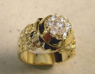   Yellow Gold Plated Nugget CZ Cluster Ring New size 11 Pinky Fashion