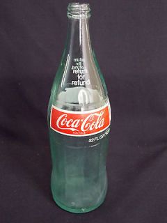 12 inches Tall Coca Cola Glass Bottle Red Label 32 fl oz Collectible 