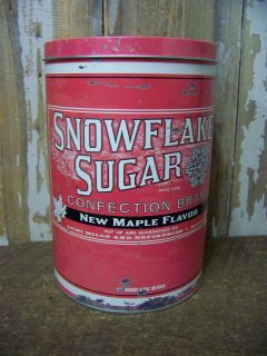 Vintage Look Tin Food Safe SNOWFLAKE SUGAR Tin Canister Container Can
