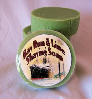   Lime, Handmade Shaving Soap with Goats Milk, One Round Mug Size Bar