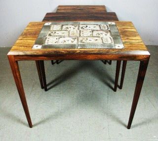   60s NEST of TABLES ROSEWOOD JOHANNES ANDERSEN TILE COFFEE TABLE