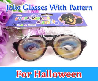 Plastic Funny Practical Joke Glasses with Eye Pattern Halloween Women