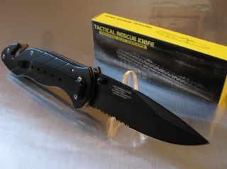   Rescue Assisted Open Tactical Steel Blade Folding Pocket Knife 373BK