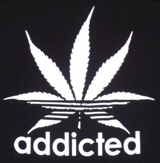 ADDICTED T shirt Adult Humor Marijuana 420 Cannabis Plant Tee Mens 