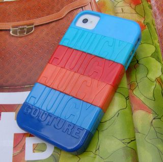   Couture Stackable Hard Case for iPhone 4/4S   Color  Blue with Red